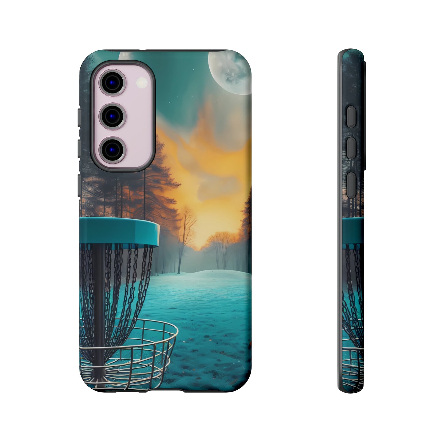 Tough Phone Cases - Disc Golf Basket Moon Landscape iPhone Samsung Galaxy