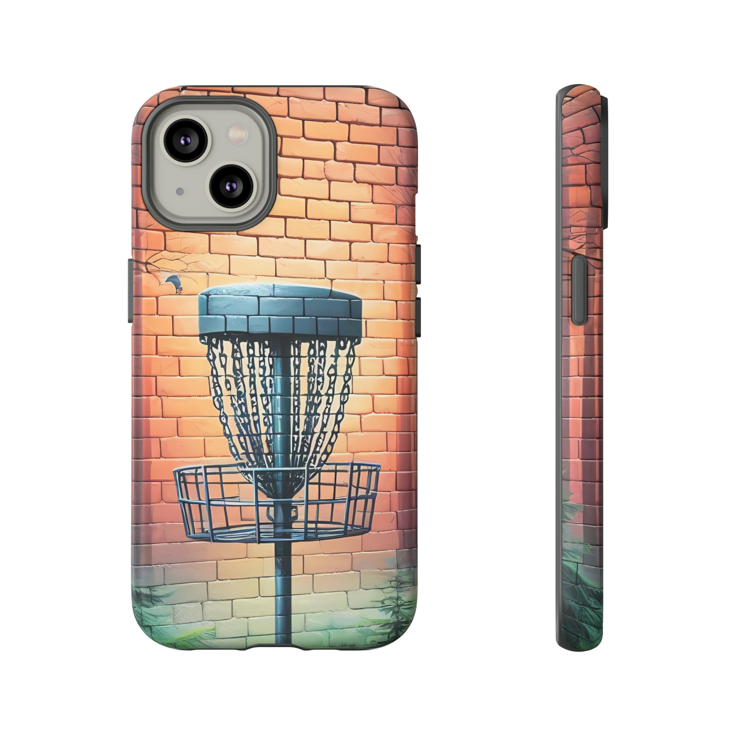 Tough Phone Cases - Brick Wall Graffiti Disc Golf Basket iPhone Samsung Galaxy