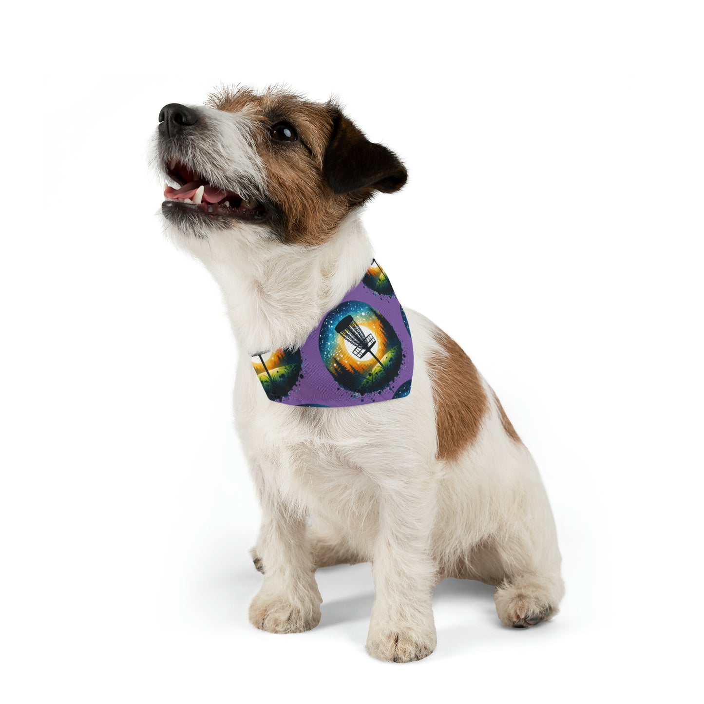 Pet Bandana Collar - Disc Golf Painting Pattern Purple