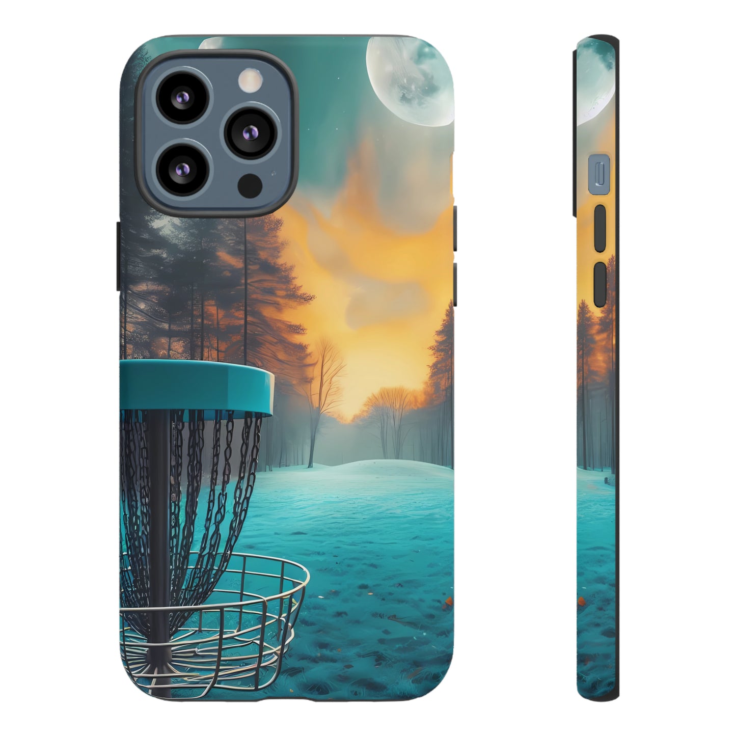 Tough Phone Cases - Disc Golf Basket Moon Landscape iPhone Samsung Galaxy