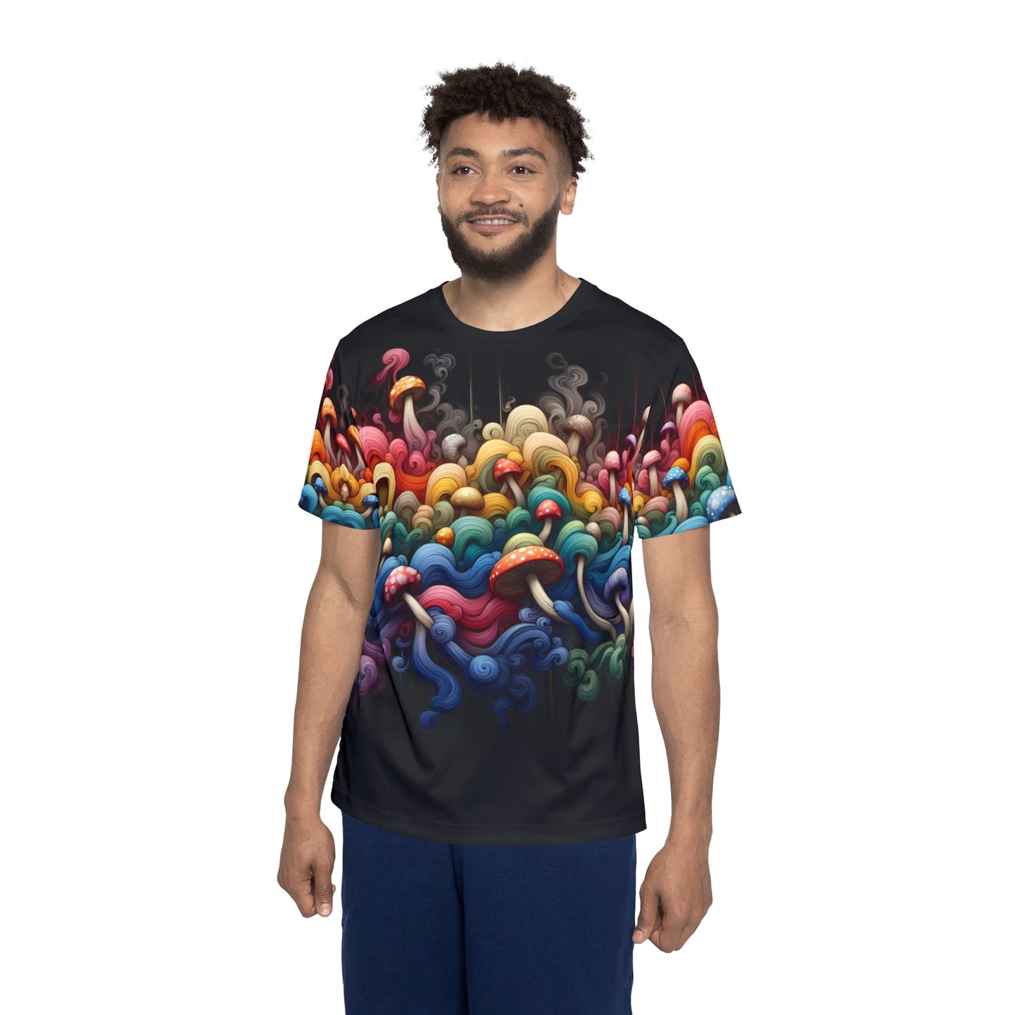 Men's Disc Golf Athletic Jersey - Colorful Mushrooms