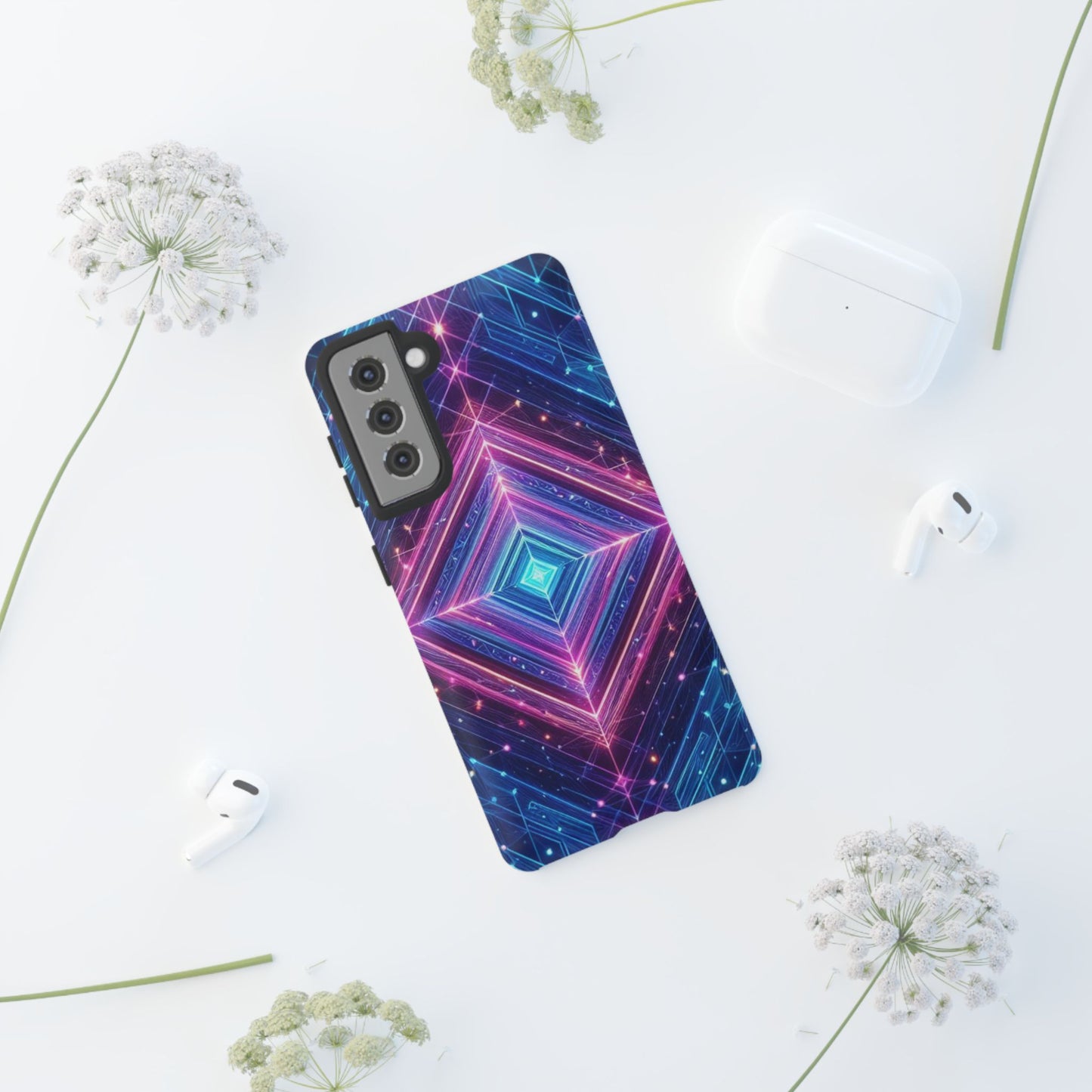 Blue Purple Geometric Pattern Tough Phone Cases - iPhone Samsung Galaxy