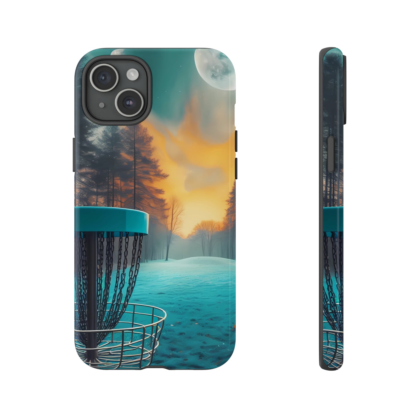 Tough Phone Cases - Disc Golf Basket Moon Landscape iPhone Samsung Galaxy