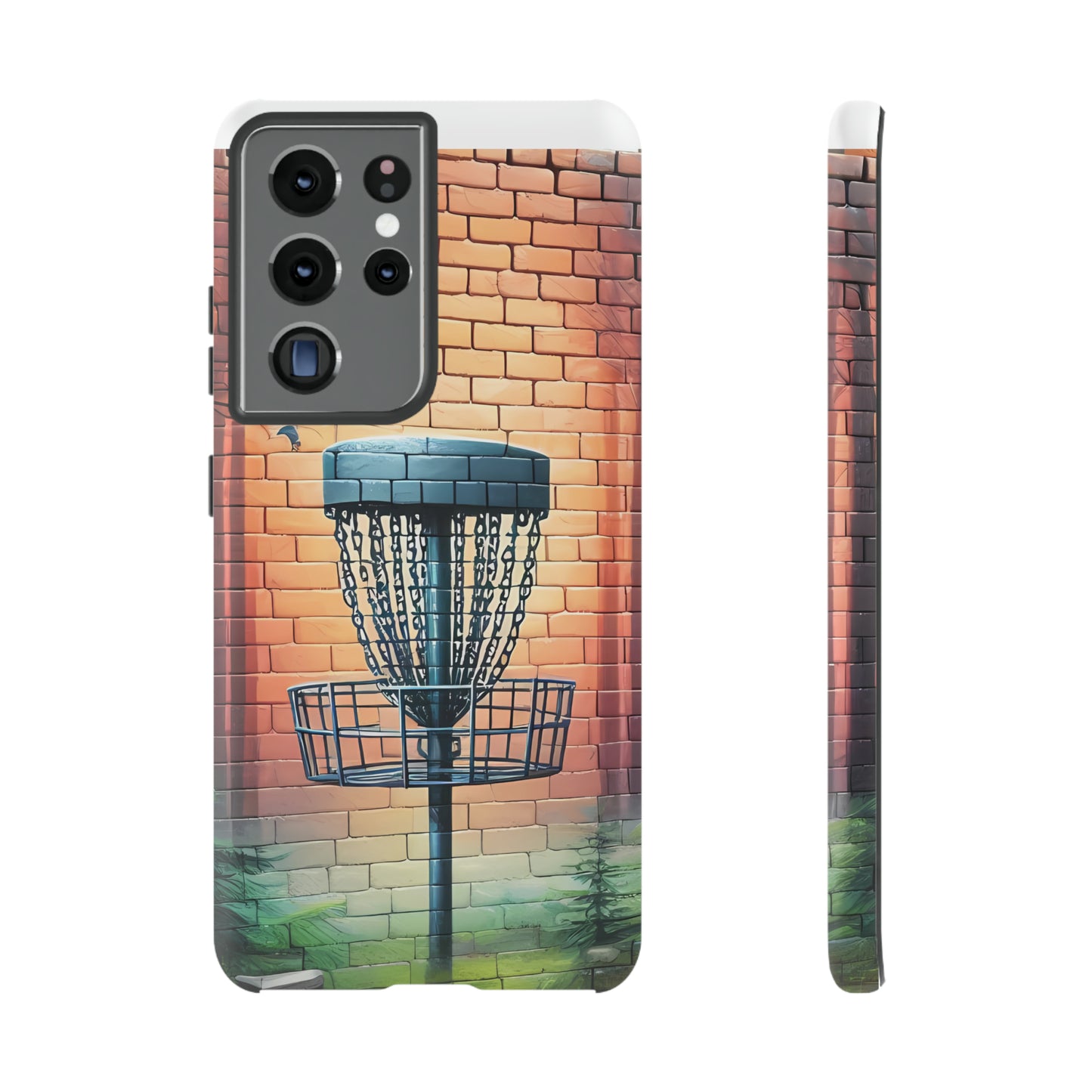 Tough Phone Cases - Brick Wall Graffiti Disc Golf Basket iPhone Samsung Galaxy