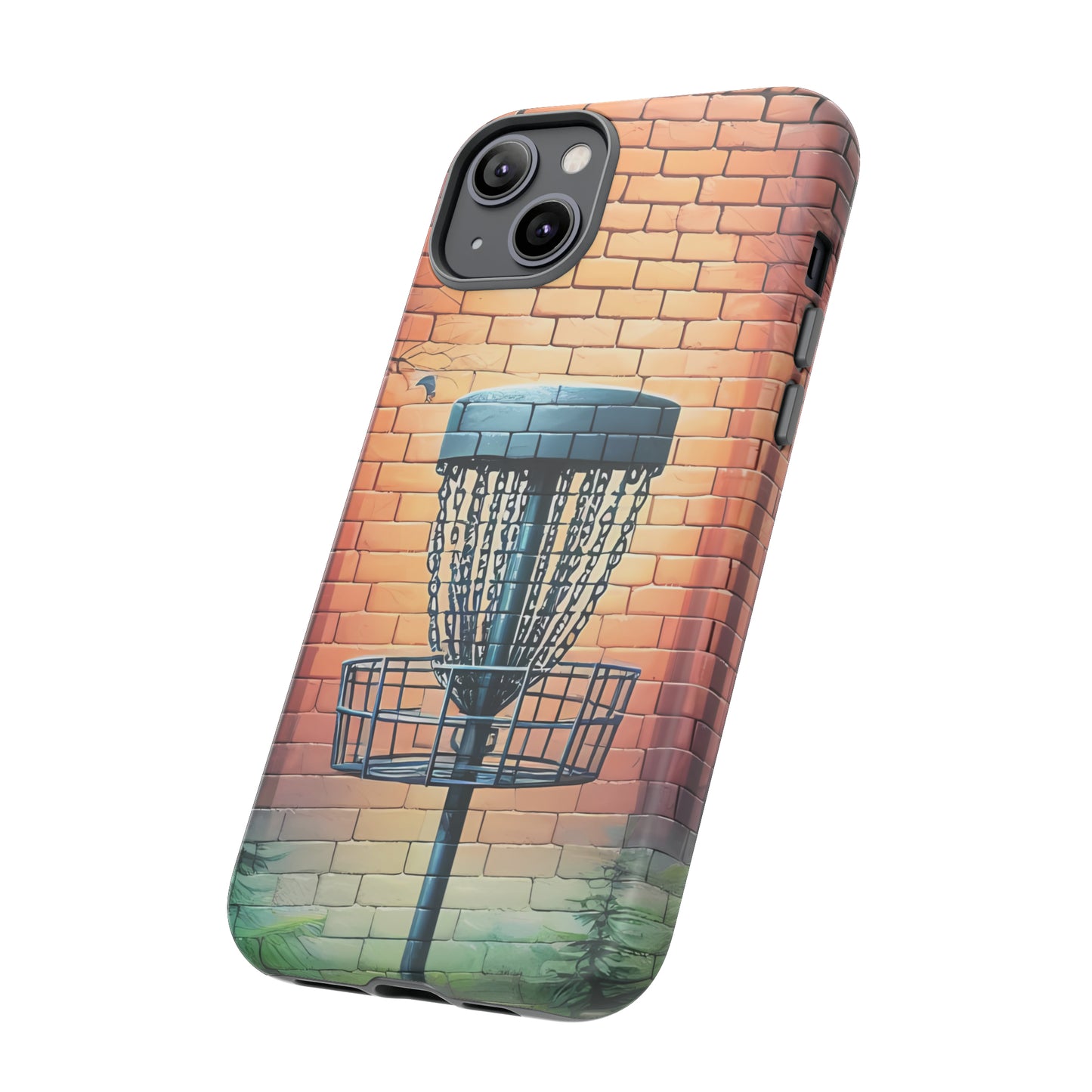 Tough Phone Cases - Brick Wall Graffiti Disc Golf Basket iPhone Samsung Galaxy