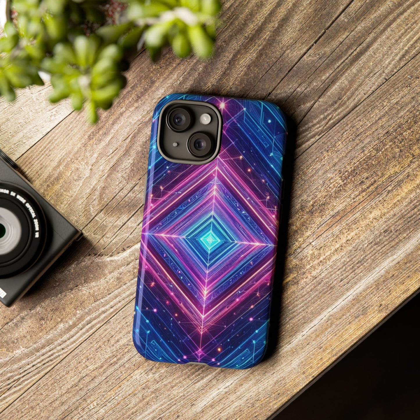 Blue Purple Geometric Pattern Tough Phone Cases - iPhone Samsung Galaxy