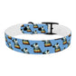 Dog Collar - Disc Golf Basket Dog Painting Pattern Light Blue