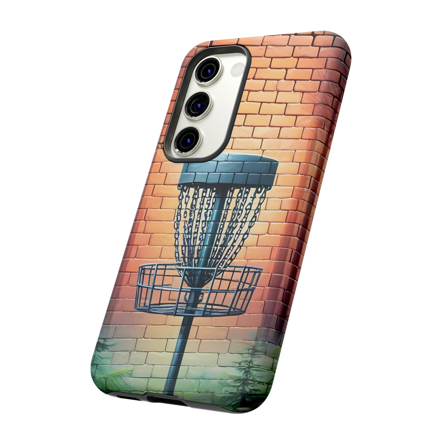 Tough Phone Cases - Brick Wall Graffiti Disc Golf Basket iPhone Samsung Galaxy