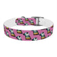 Dog Collar - Disc Golf Basket Dog Painting Pattern Pink