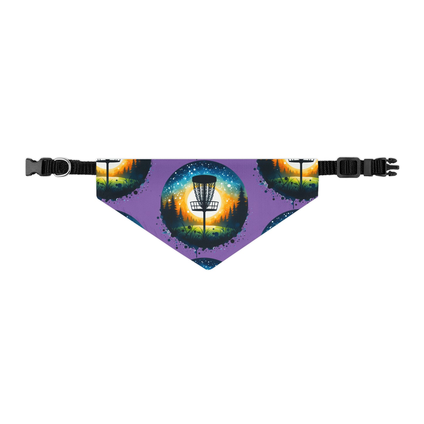 Pet Bandana Collar - Disc Golf Painting Pattern Purple