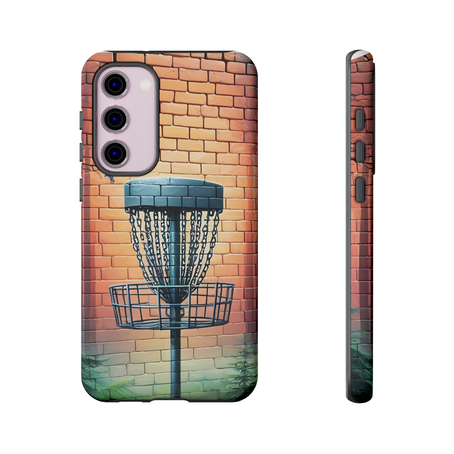 Tough Phone Cases - Brick Wall Graffiti Disc Golf Basket iPhone Samsung Galaxy