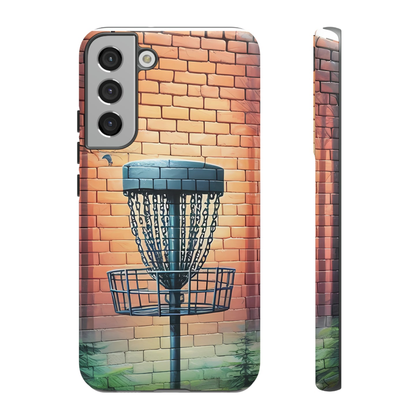 Tough Phone Cases - Brick Wall Graffiti Disc Golf Basket iPhone Samsung Galaxy