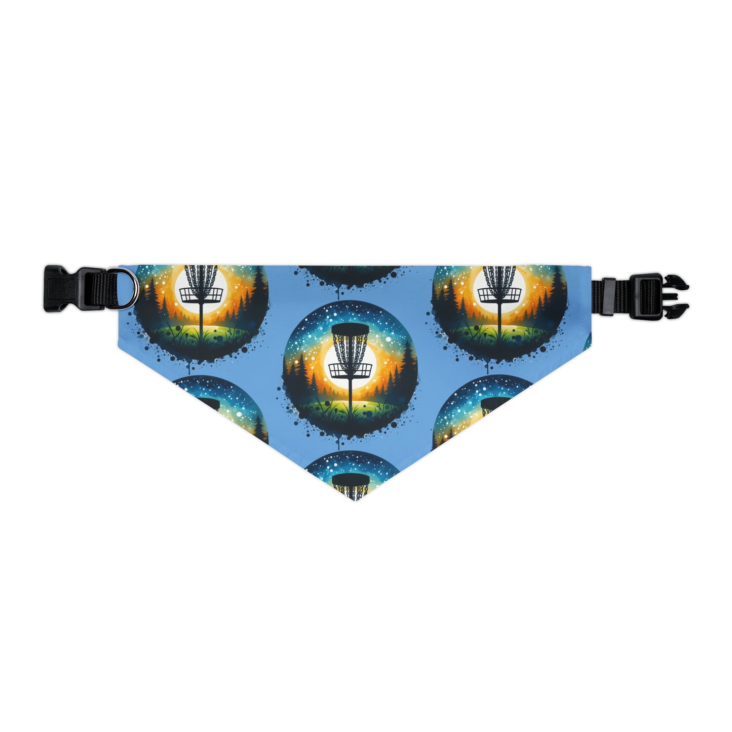 Pet Bandana Collar - Disc Golf Painting Pattern Light Blue