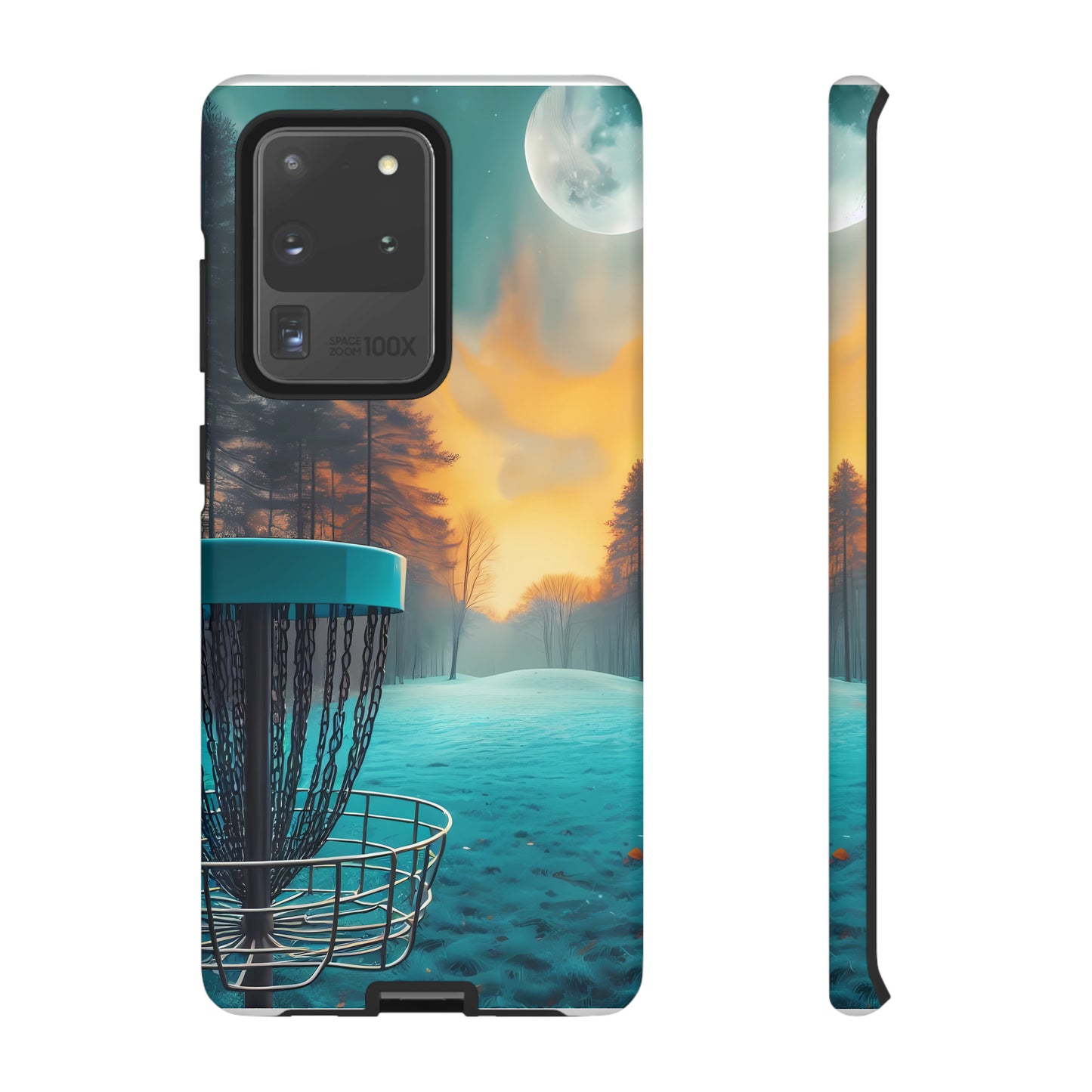 Tough Phone Cases - Disc Golf Basket Moon Landscape iPhone Samsung Galaxy