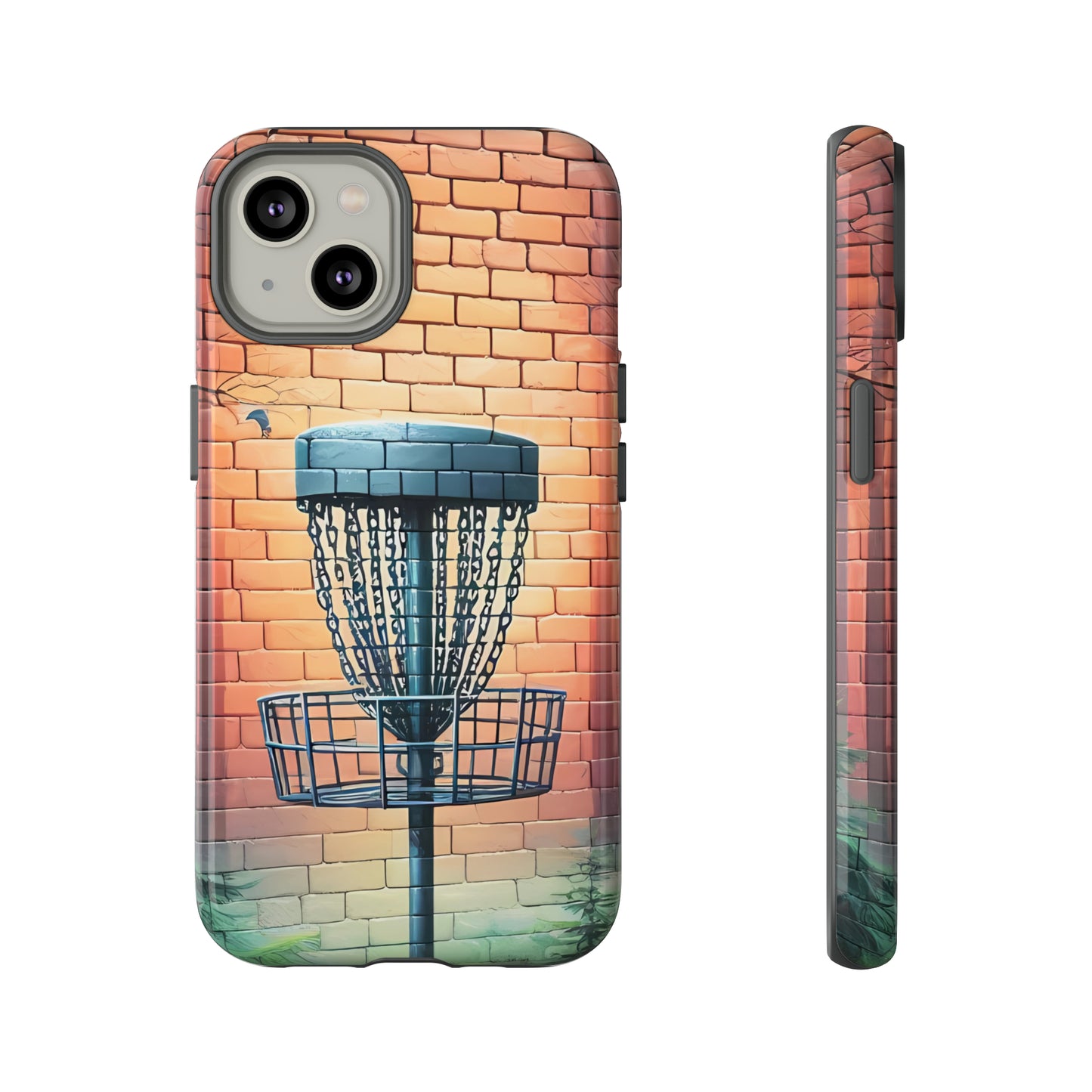 Tough Phone Cases - Brick Wall Graffiti Disc Golf Basket iPhone Samsung Galaxy