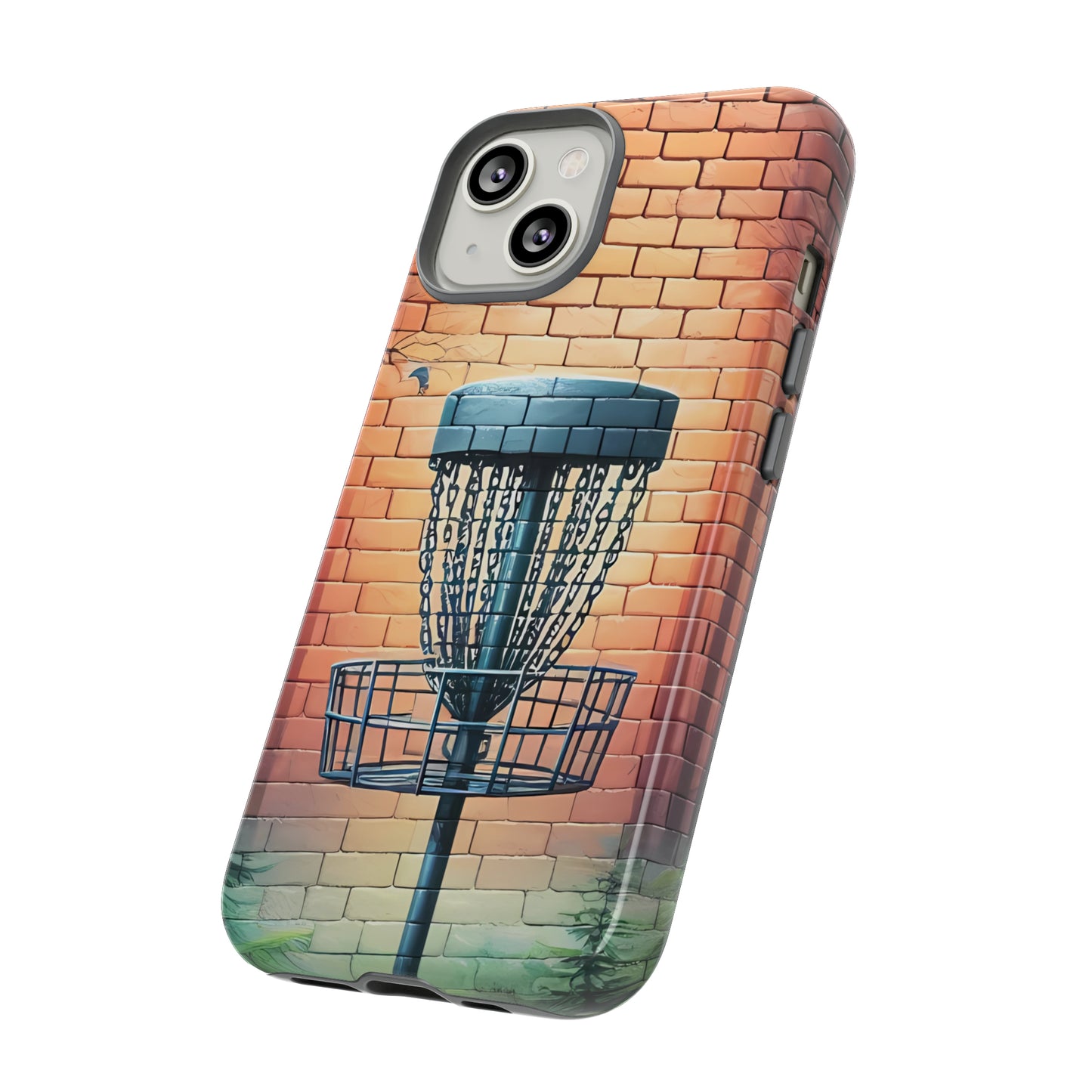 Tough Phone Cases - Brick Wall Graffiti Disc Golf Basket iPhone Samsung Galaxy