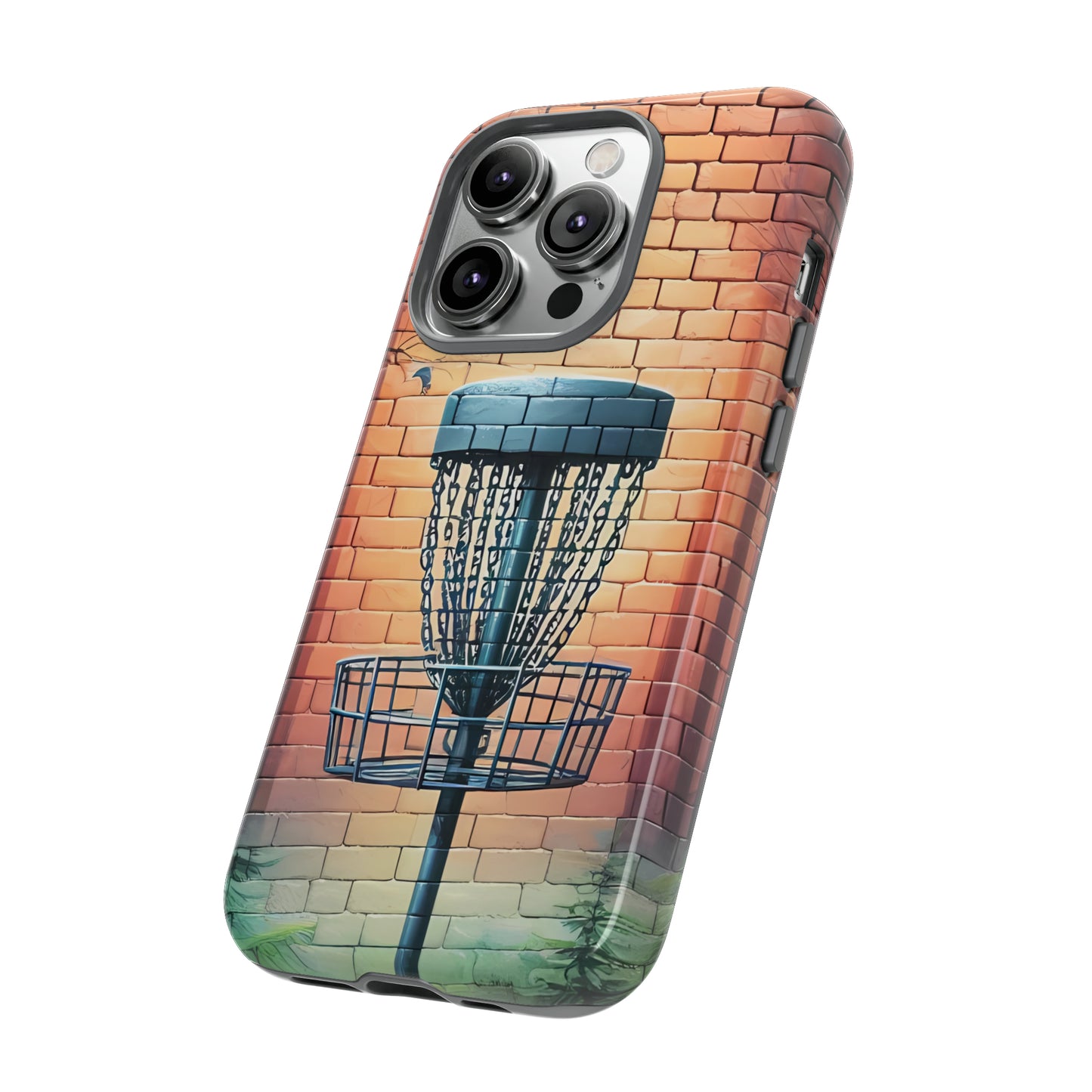 Tough Phone Cases - Brick Wall Graffiti Disc Golf Basket iPhone Samsung Galaxy