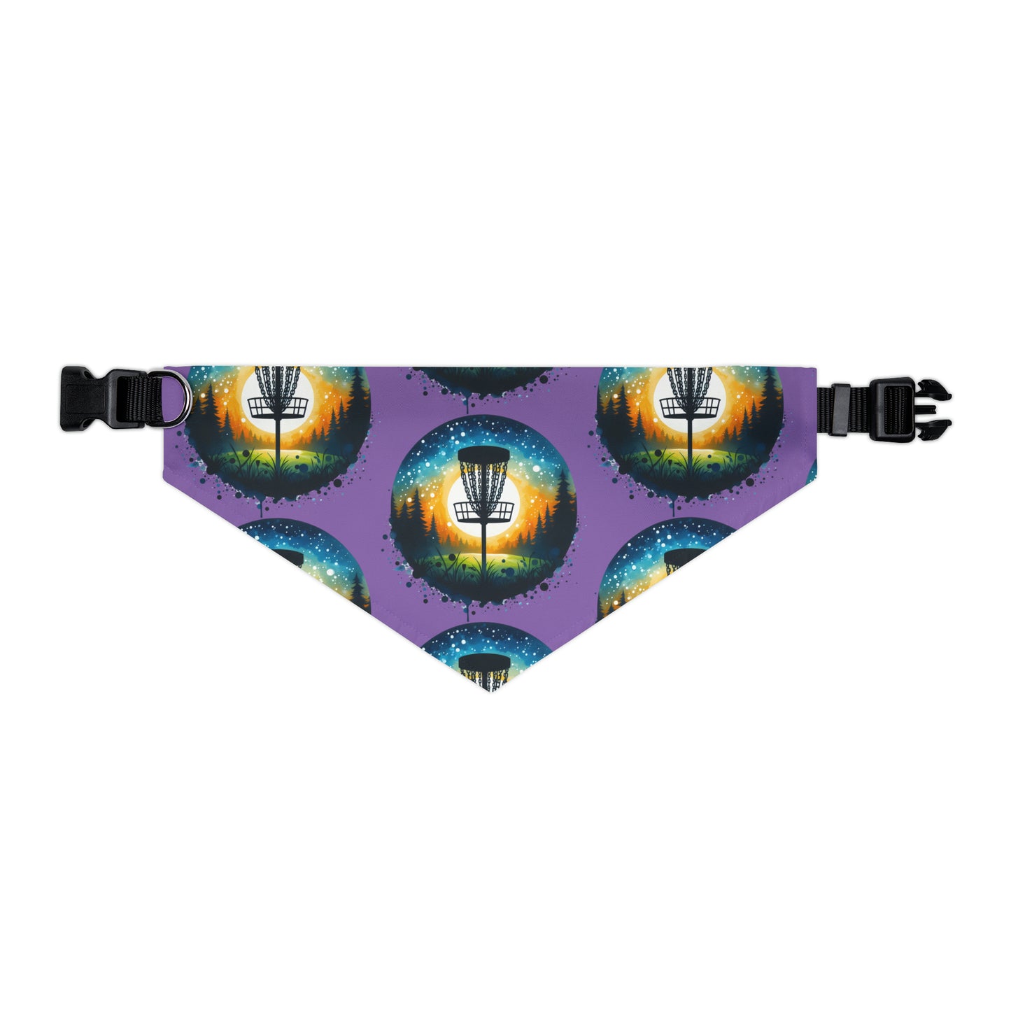 Pet Bandana Collar - Disc Golf Painting Pattern Purple