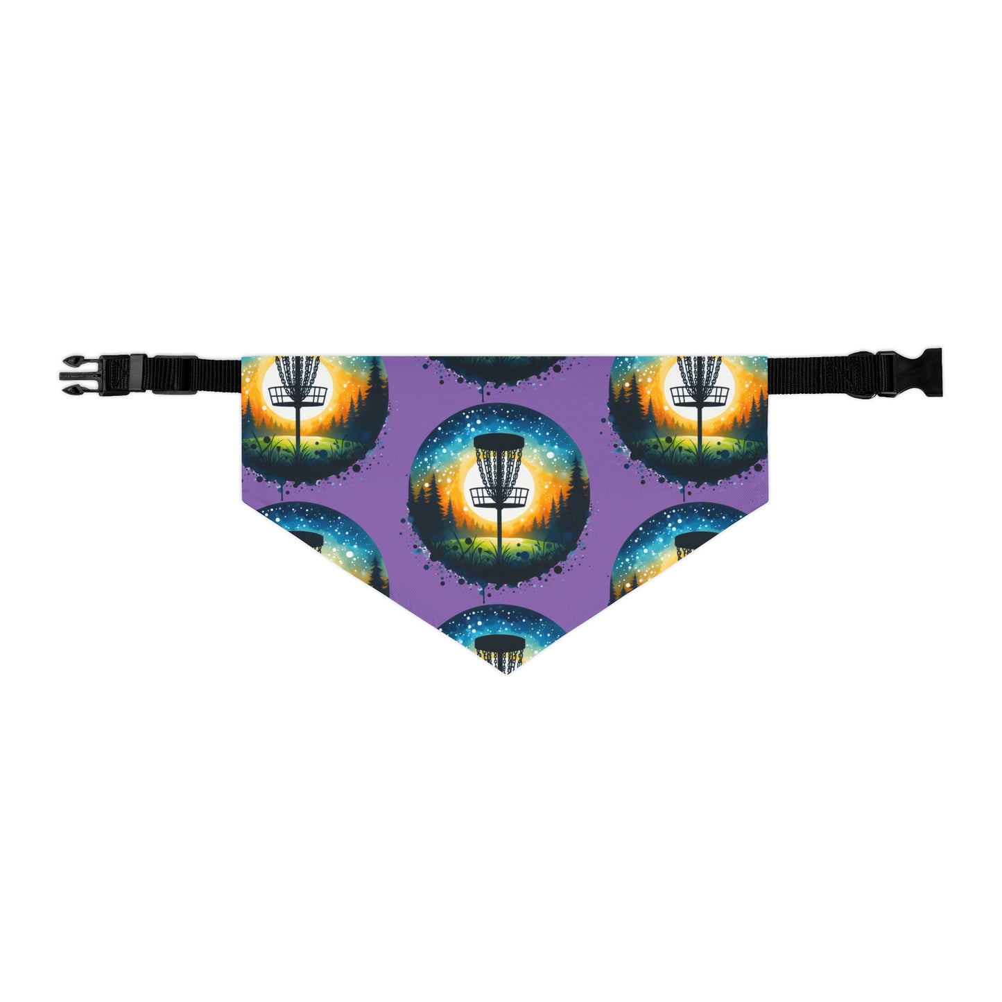 Pet Bandana Collar - Disc Golf Painting Pattern Purple