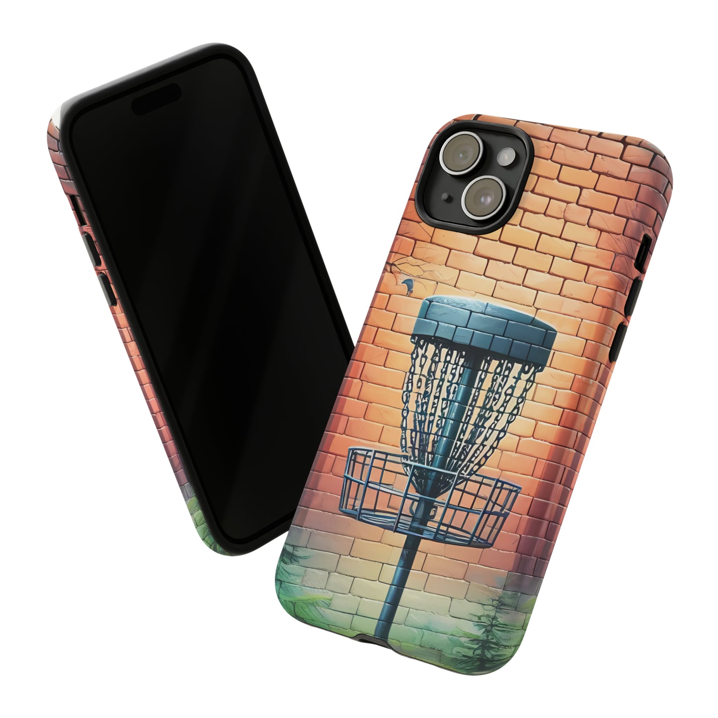 Tough Phone Cases - Brick Wall Graffiti Disc Golf Basket iPhone Samsung Galaxy