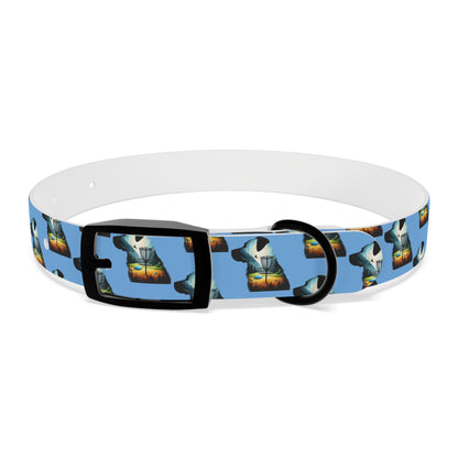 Dog Collar - Disc Golf Basket Dog Painting Pattern Light Blue