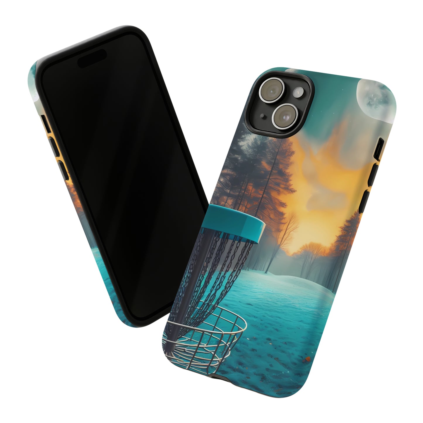 Tough Phone Cases - Disc Golf Basket Moon Landscape iPhone Samsung Galaxy