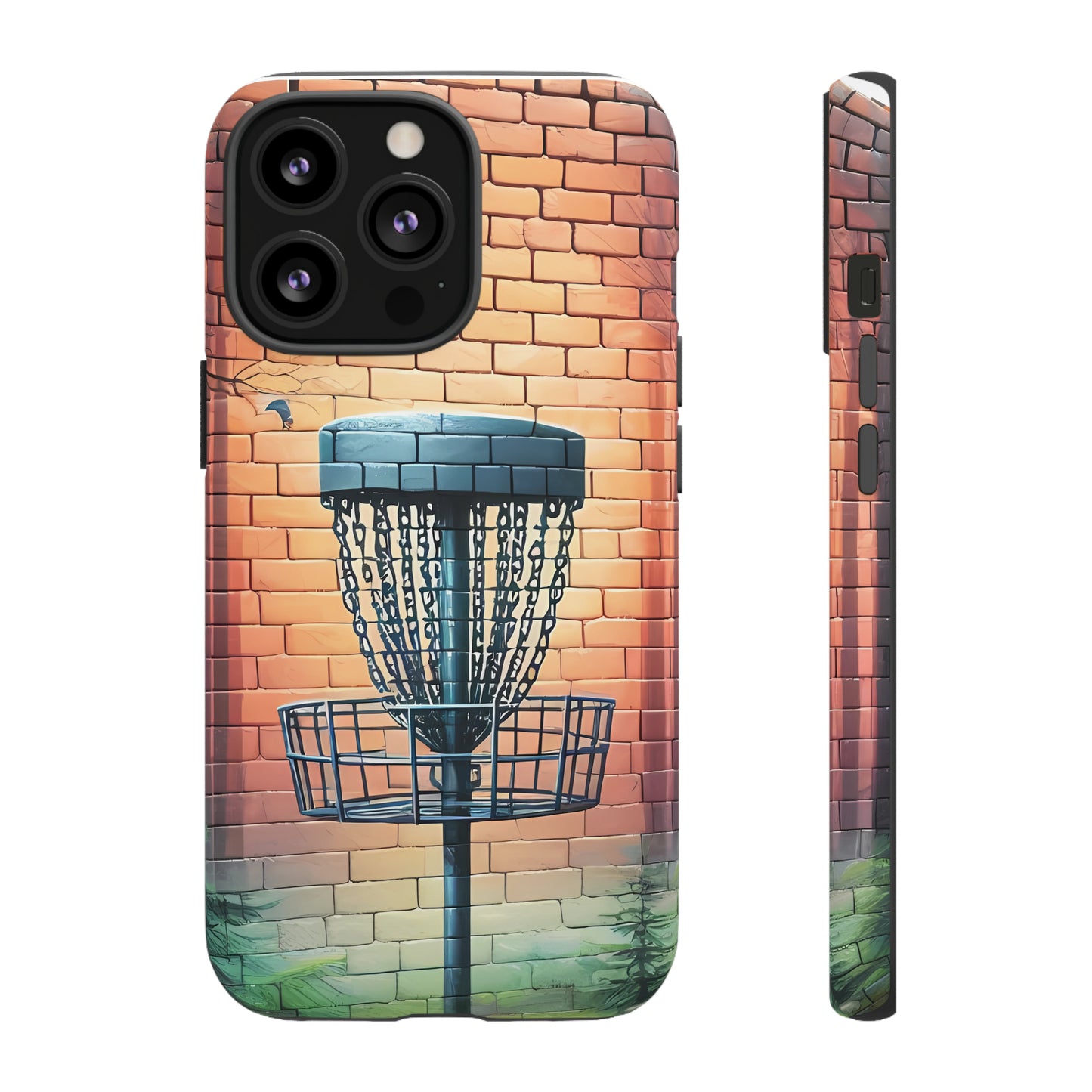 Tough Phone Cases - Brick Wall Graffiti Disc Golf Basket iPhone Samsung Galaxy