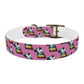 Dog Collar - Disc Golf Basket Dog Painting Pattern Pink