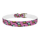 Dog Collar - Disc Golf Basket Dog Painting Pattern Pink