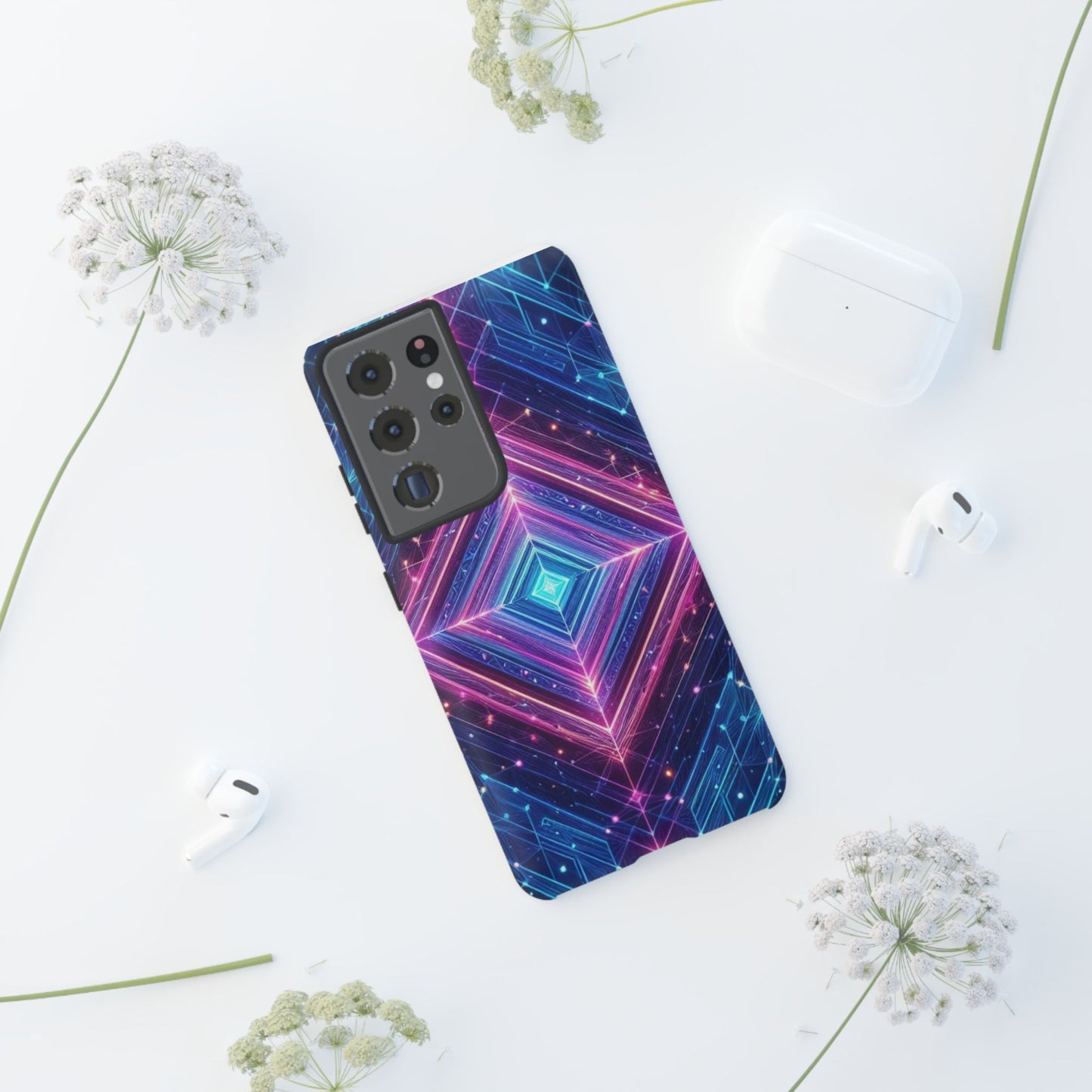 Blue Purple Geometric Pattern Tough Phone Cases - iPhone Samsung Galaxy