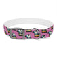 Dog Collar - Disc Golf Basket Dog Painting Pattern Pink