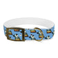 Dog Collar - Disc Golf Basket Dog Painting Pattern Light Blue