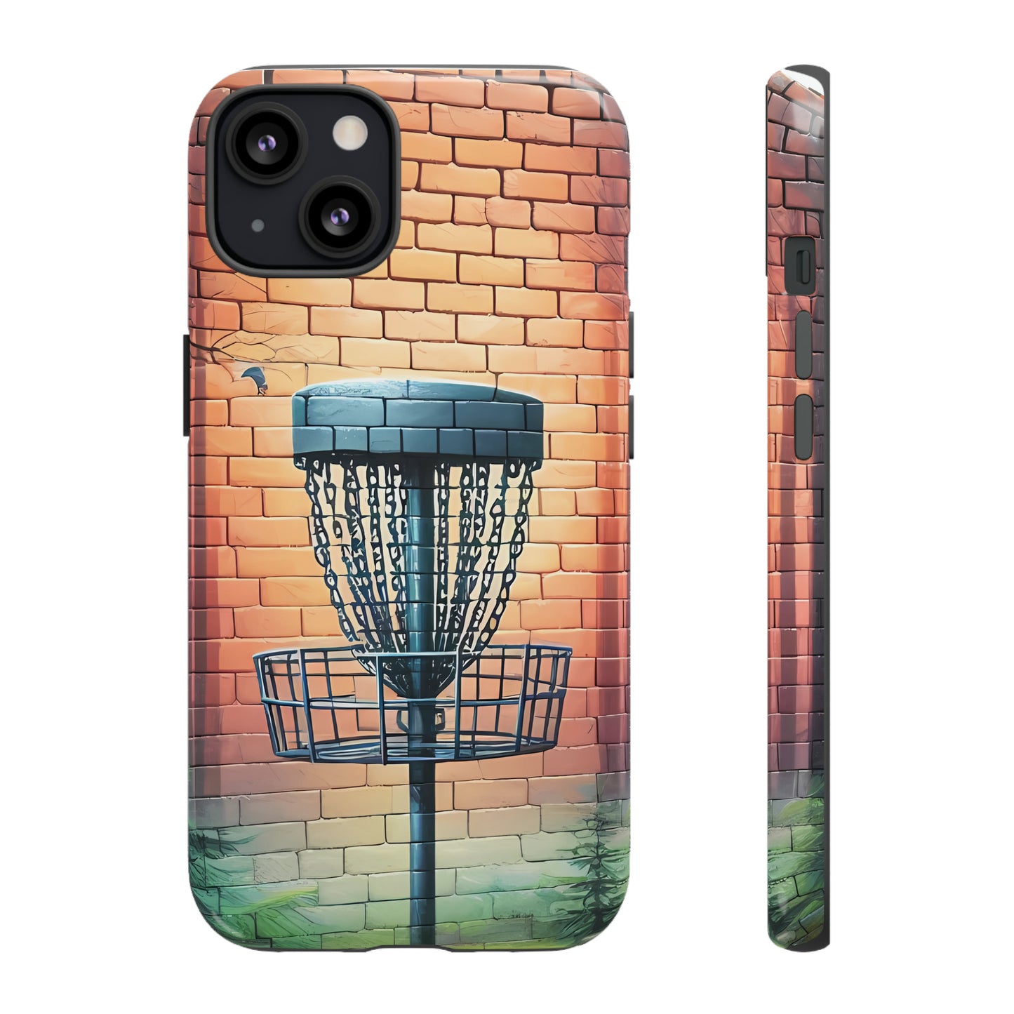 Tough Phone Cases - Brick Wall Graffiti Disc Golf Basket iPhone Samsung Galaxy