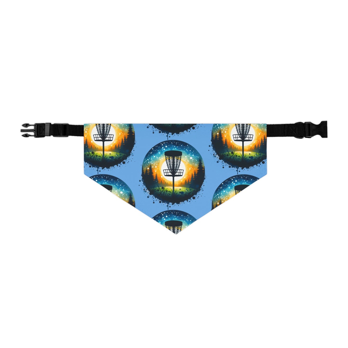 Pet Bandana Collar - Disc Golf Painting Pattern Light Blue