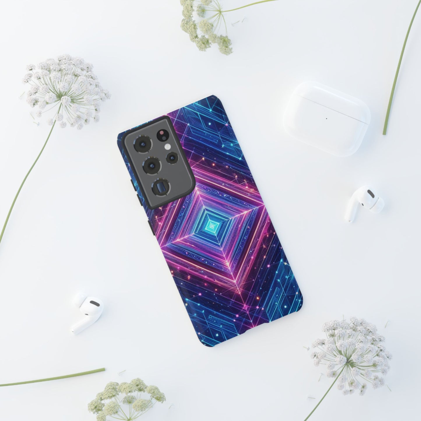 Blue Purple Geometric Pattern Tough Phone Cases - iPhone Samsung Galaxy