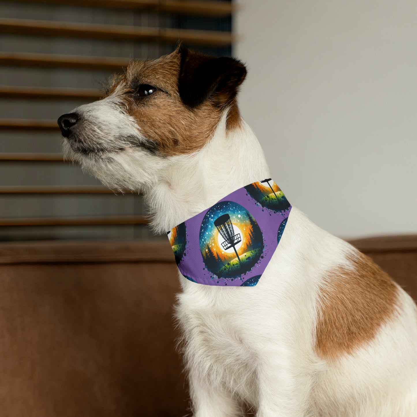 Pet Bandana Collar - Disc Golf Painting Pattern Purple