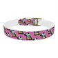 Dog Collar - Disc Golf Basket Dog Painting Pattern Pink