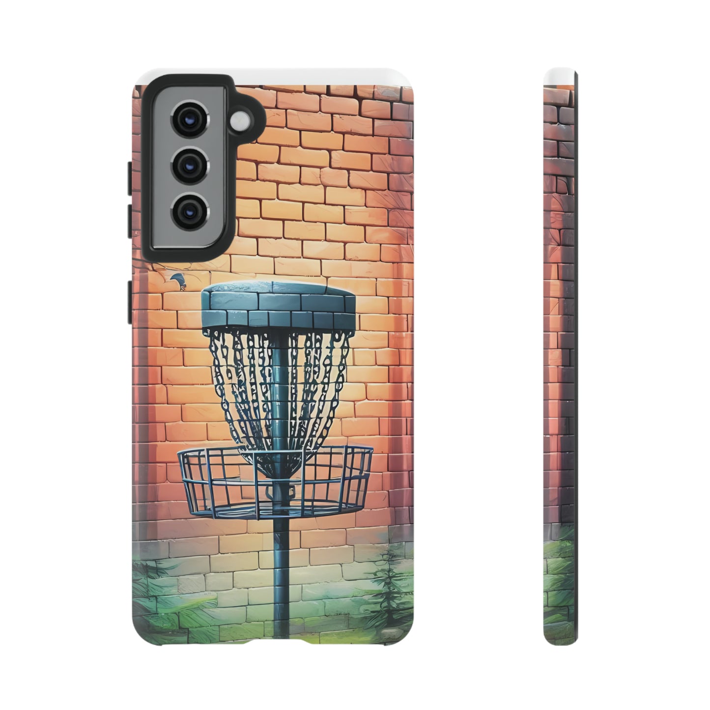 Tough Phone Cases - Brick Wall Graffiti Disc Golf Basket iPhone Samsung Galaxy