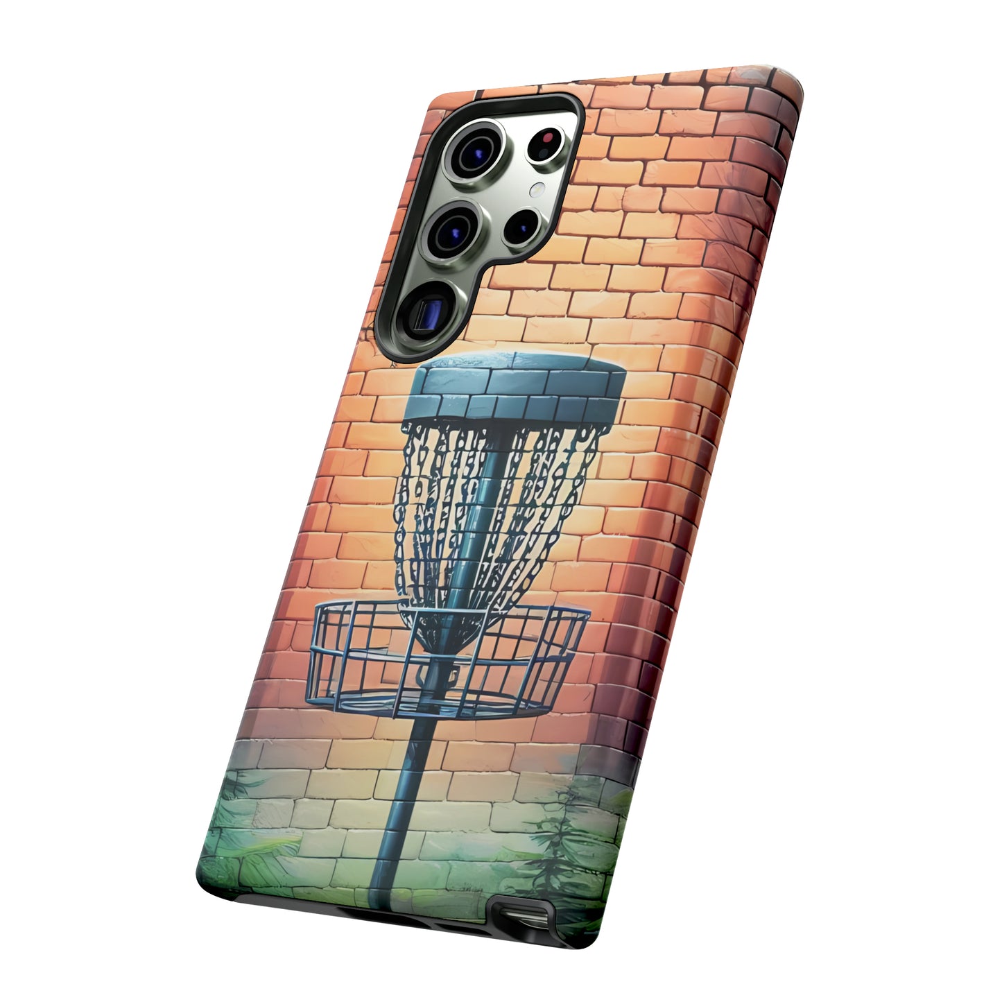 Tough Phone Cases - Brick Wall Graffiti Disc Golf Basket iPhone Samsung Galaxy