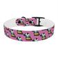 Dog Collar - Disc Golf Basket Dog Painting Pattern Pink